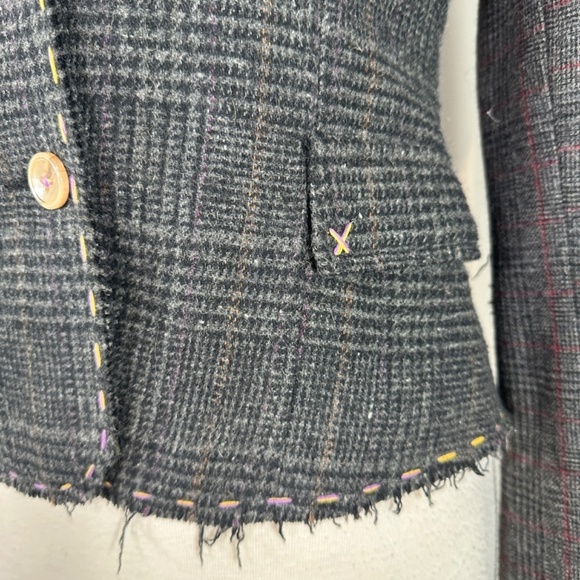 WET SEAL Y2K PLAID COTTON BLAZER JACKET Womens S Button Preppy Academia Girl - Picture 6 of 15